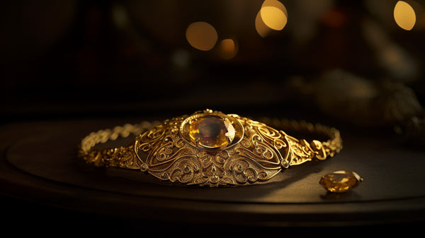 Golden Citrine gemstone collar necklace