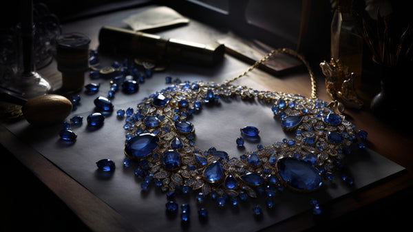 Gold + fancy cut sapphire necklace