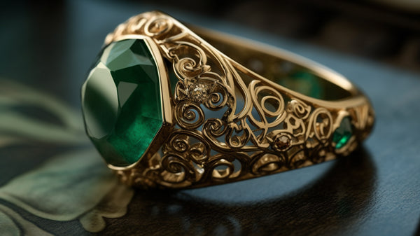 Gold + fancy cut emerald ring