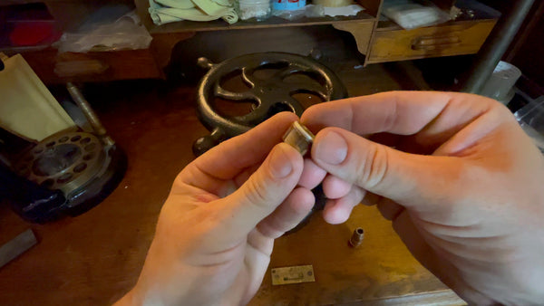 Comparing the ring against a larger die, prepping for a size reduction