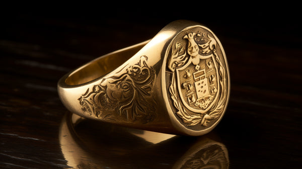 Elegant gold signet ring with intricate engraving