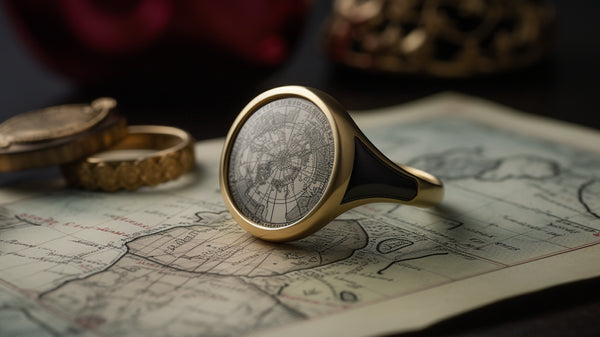 Vintage signet ring gold band, exuding classic elegance.