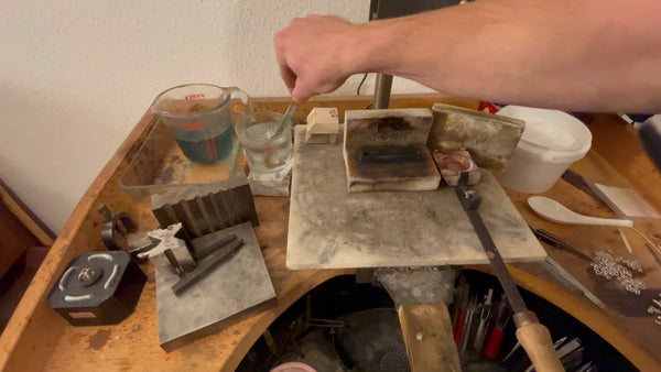 Gold ingot undergoing the annealing process