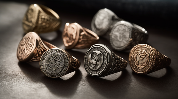 a variety of signet rings from the Roberts & Co collection