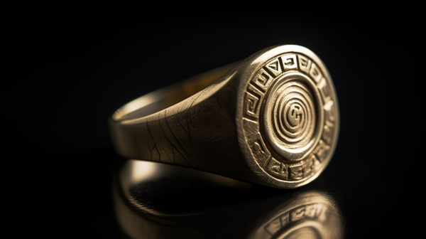 A close-up shot of an ancient signet ring