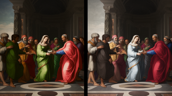 reproduction or digital rendering of Raphael's painting "Lo Sposalizio" (The Betrothal)