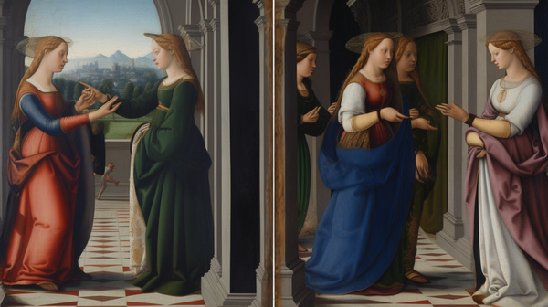 reproduction or digital rendering of Perugino's painting "Sposalizio," now at Caen