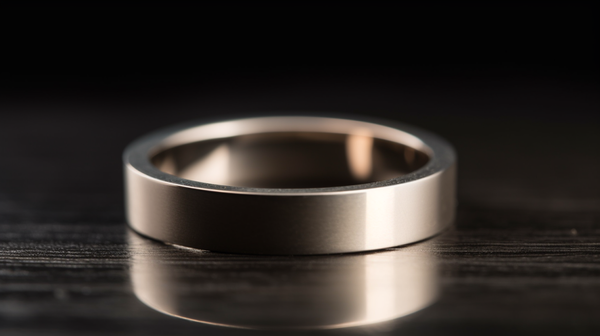 A close-up shot of a flat court wedding ring