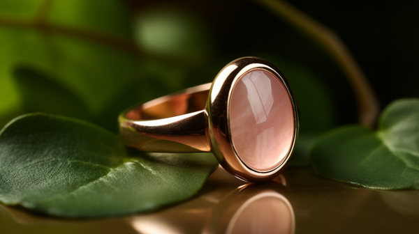 Ladies signet ring from Roberts & Co in a soft and feminine setting