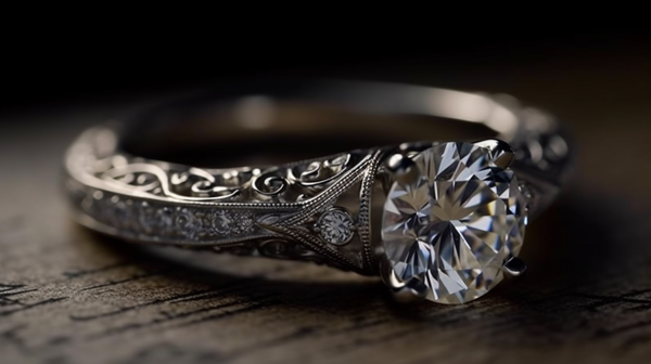engagement ring, focusing on the details that represent the traditional symbol of love