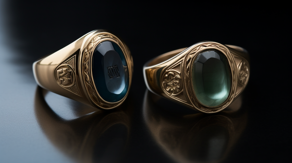 signet ring featuring an exquisitely cut intaglio gemstone