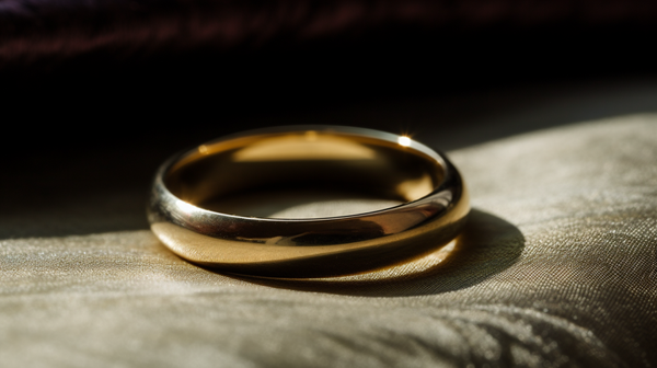 9ct gold ring on a plush velvet surface