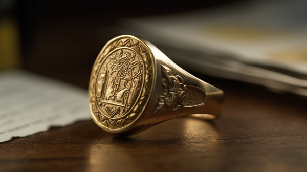close-up shot of a replica ancient signet ring