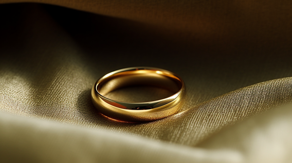 Close-up of a simple, polished gold wedding ring