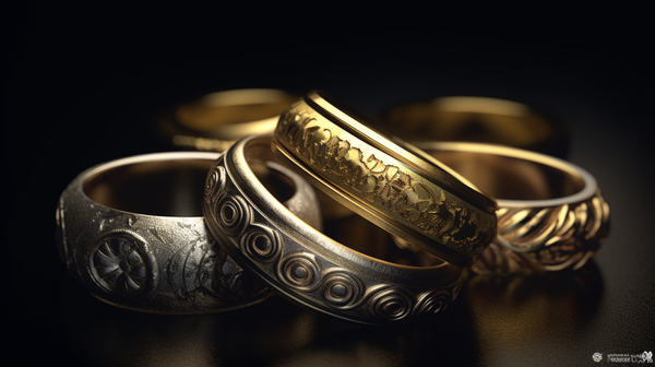 A collection of antique rings from different cultures, showcasing the varied designs and inscriptions