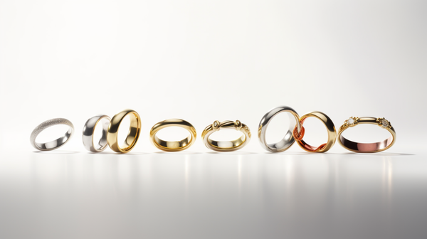Chronological display of rings, reflecting the evolution of design and craftsmanship over time.