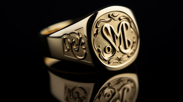 gold signet ring engraved with initials