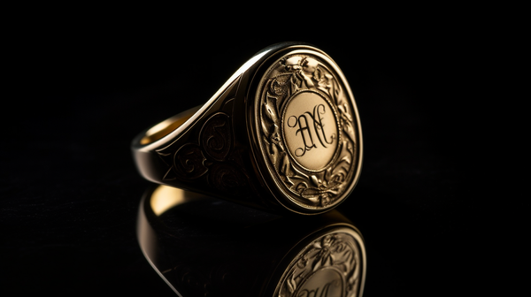 gold signet ring engraved with initials