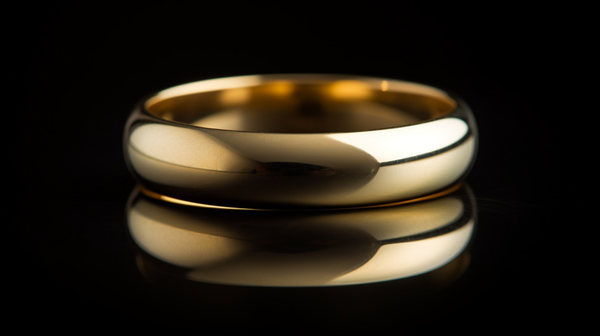 classic gold wedding band featuring a modern touch