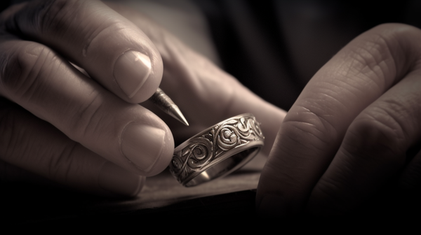 close-up shot of an artisan working on an ornamented wedding ring