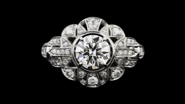 diamond ring with one large central diamond