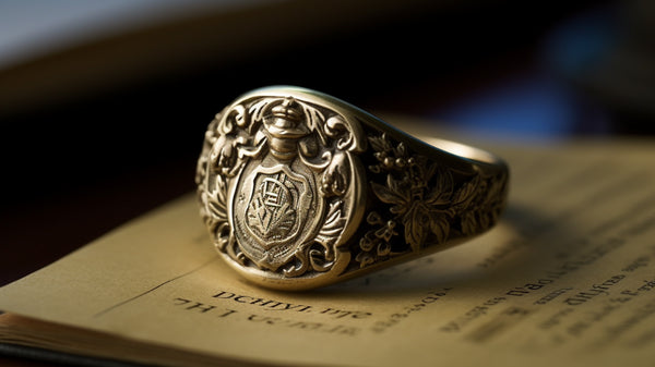 Signet ring with a deeply carved family crest