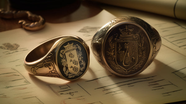 Detailed view of a jeweler engraving a monogram on a gold signet ring