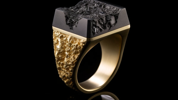 Signet rings featuring modern materials like meteorite
