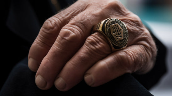 Finished signet ring with a deeply engraved emblem