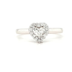 18ct White Gold Heart Diamond Necklace