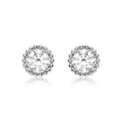 9ct White Gold CZ Halo Earrings