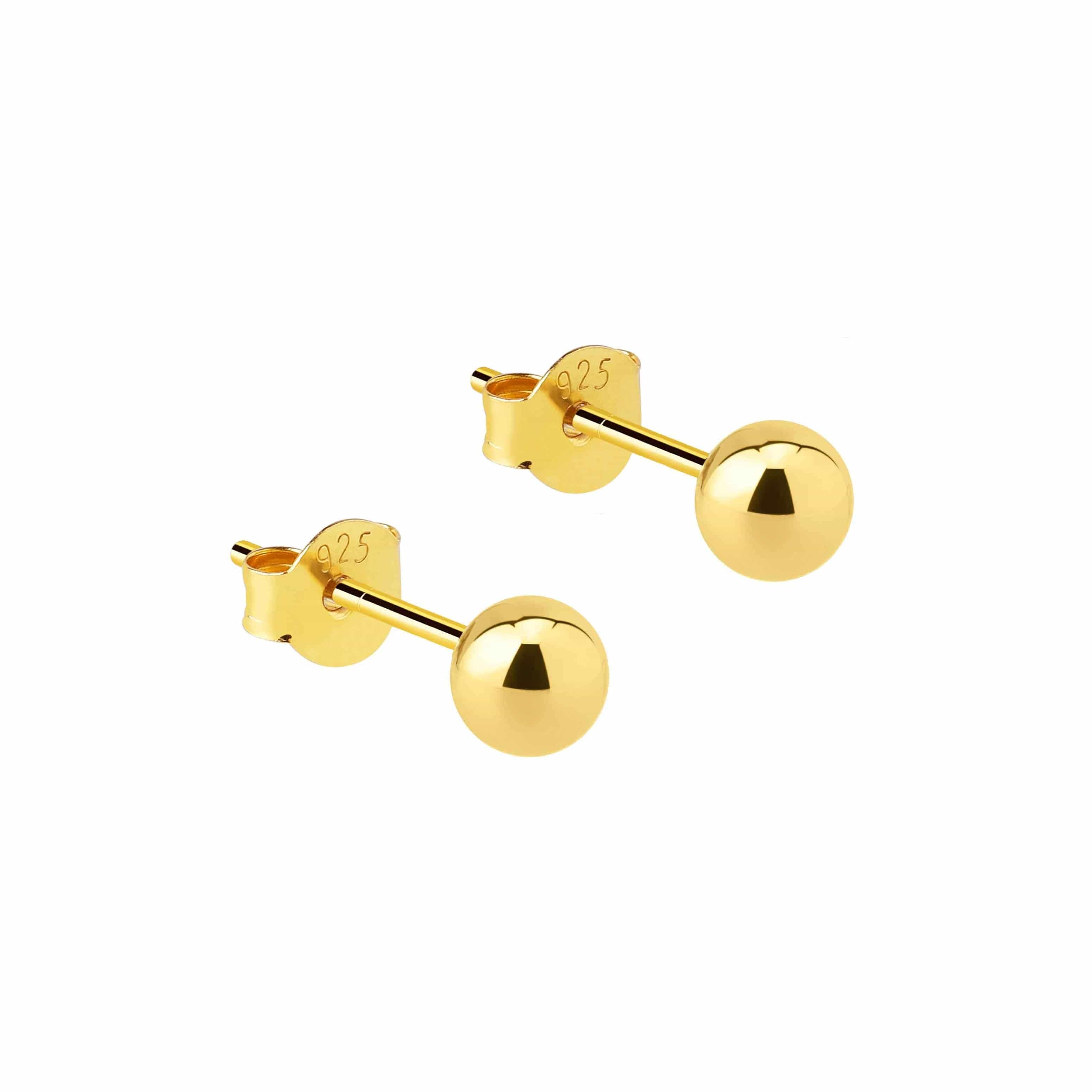 Gold earrings for a newborn baby Heart with zircons | JewelryAndGems.eu