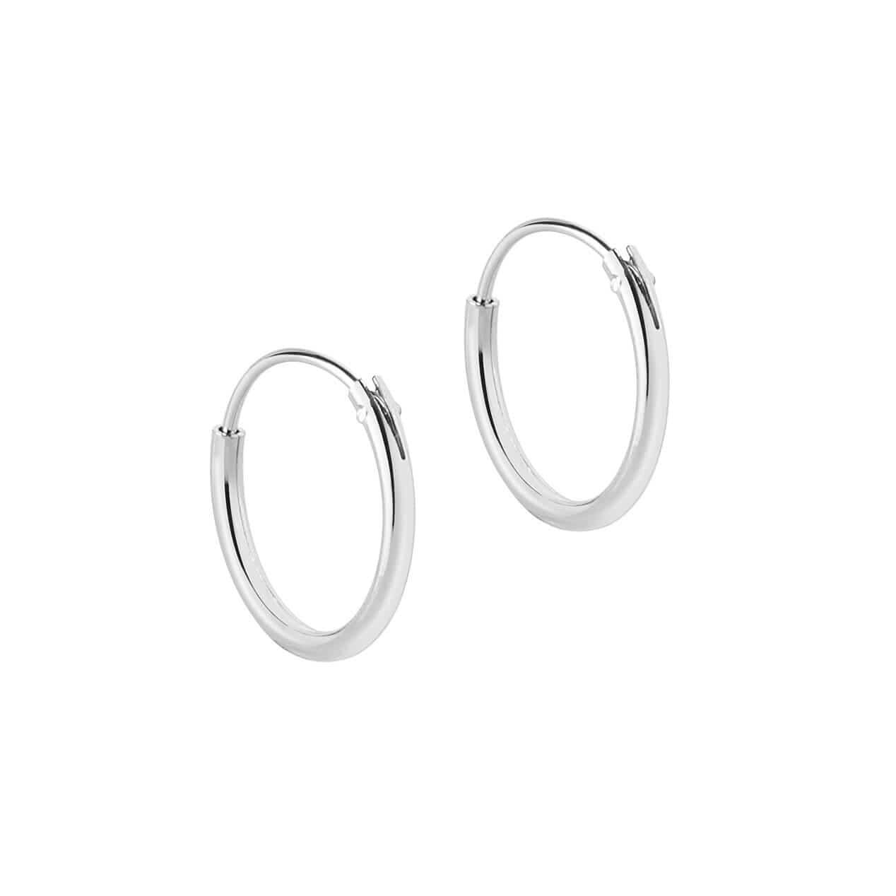 12 x 2mm Black Silver Hoop Earrings