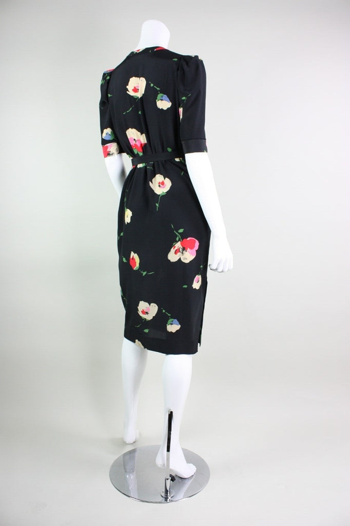 Chloe Dress Silk 1970's Floral Vintage - regenerationvintageclothing