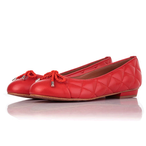 wide fit ballet flats in red leather