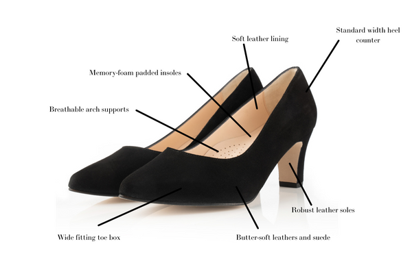 Comfort features of Sargasso & Grey wide fit shoes