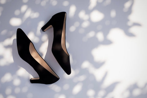 extra-wide fit black court shoe block heel