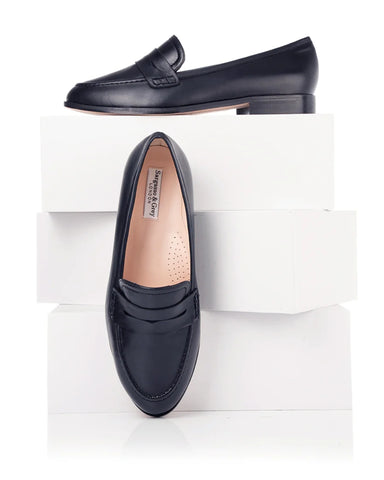 wide fit black loafers for women