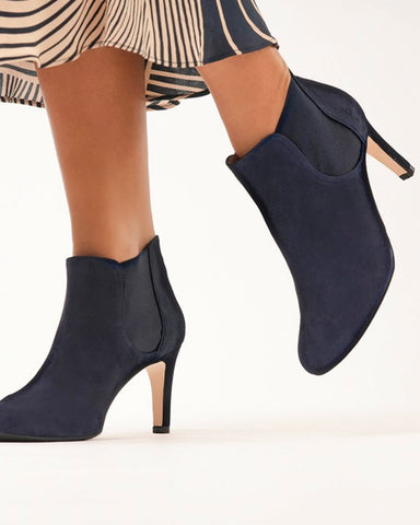 wide fit navy ankle boots with heel