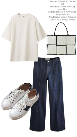 wide fit trainers styled outfit