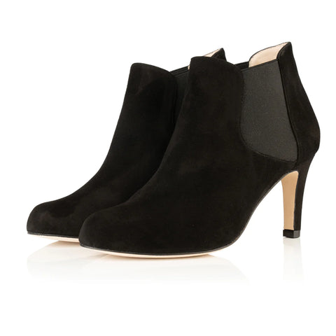 wide fitting ankle boots in black suede