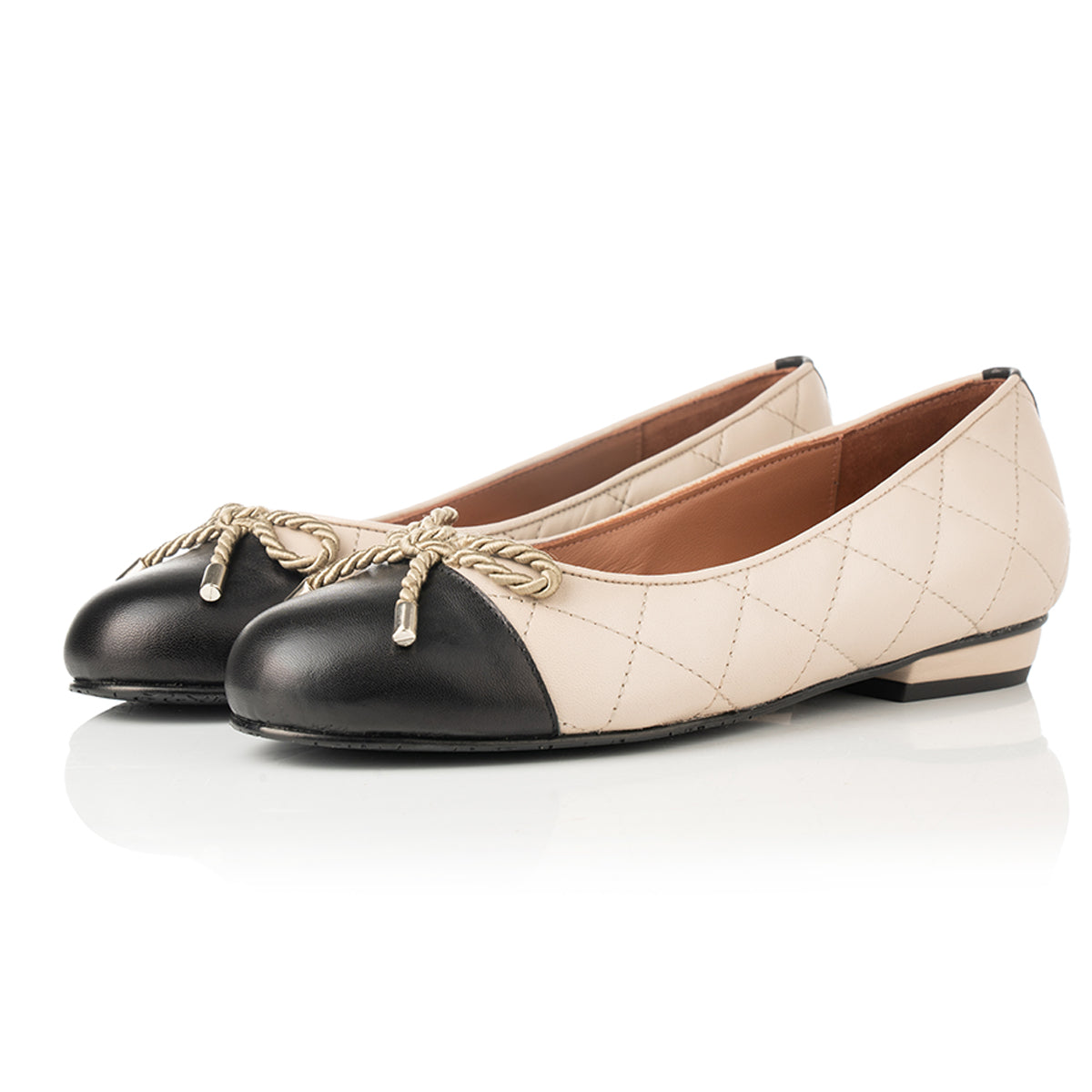 Fit Black and Beige Leather Ballet