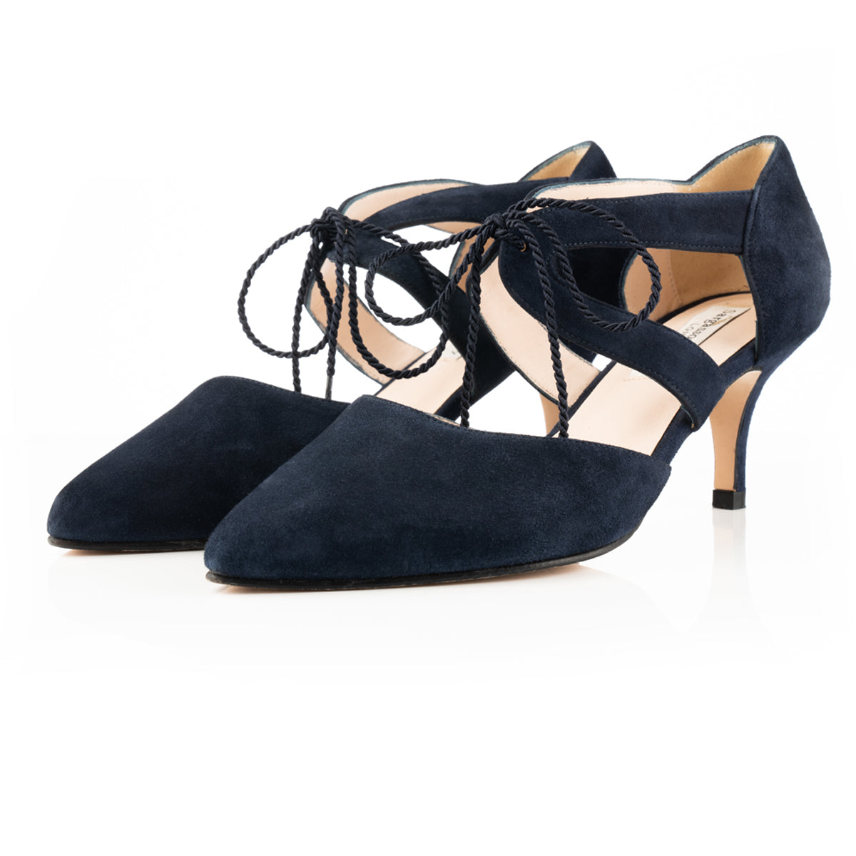 Wide Fit Navy Suede Kitten Heel Shoes 