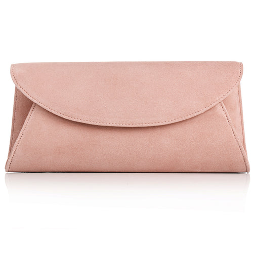 CLUTCH CIAO lemon pink suede evening. (suede and sequins). - Clutches &  Evening Bags