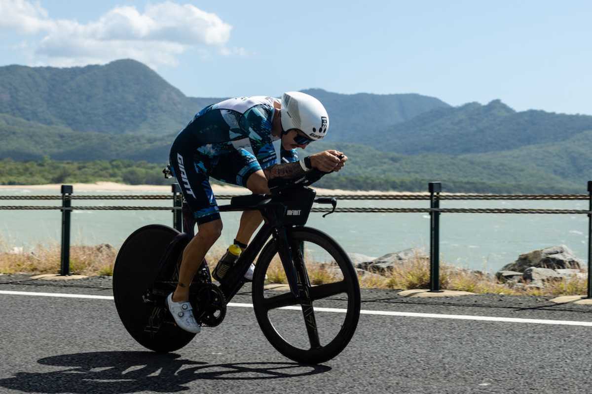 Tim Van Berkel cycling in Ironman Cairns 2021 Race