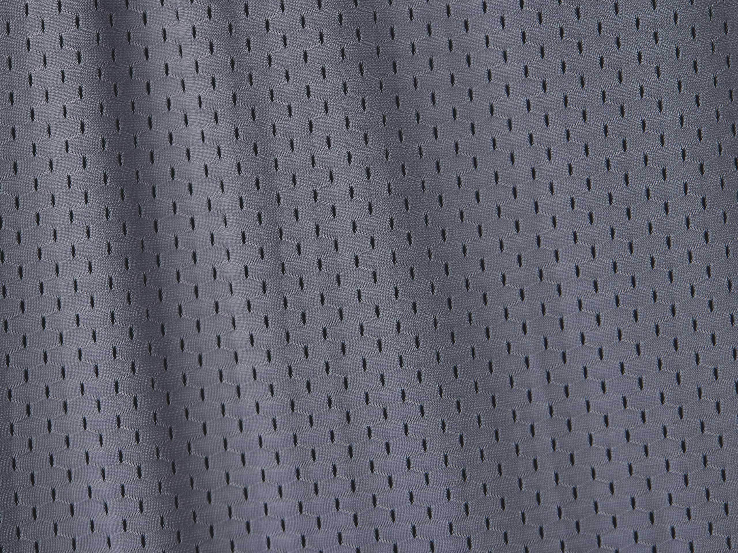 Close up detail shot of grey mesh material.