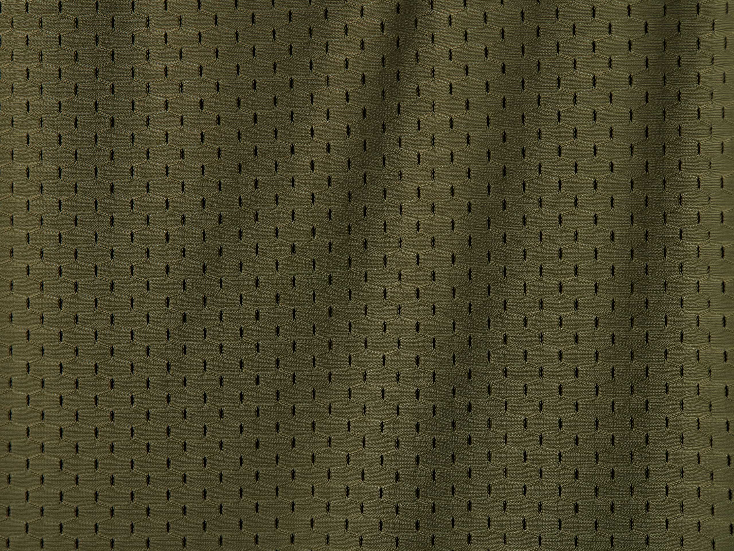 Detail shot of olive mesh short