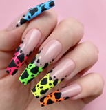 Neon leopard print nail art