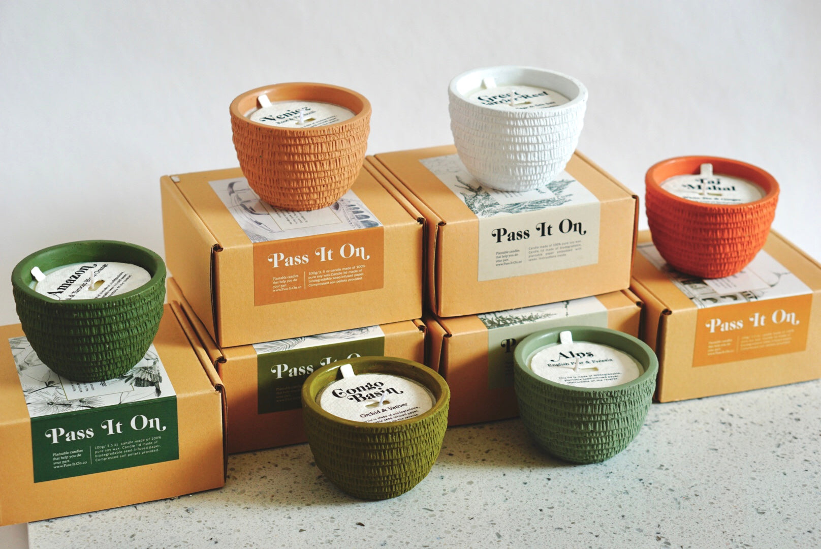 Pass It On, Eco-friendly plantable candles with reusable candles pots