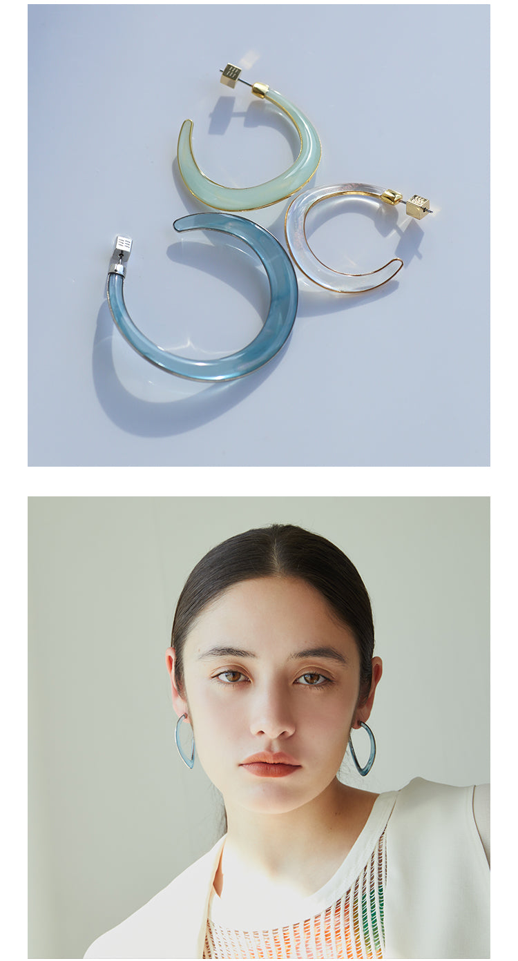 Clear Color Hoop Earrings[L][Basic]